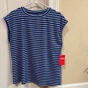 Blue Striped Sleeveless Top